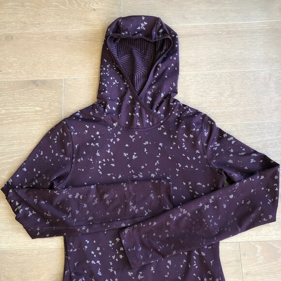 Under Armour Coldgear Fitted Running Long Sleeve Hoodie Top in Maroon Size S - Picture 9 of 14